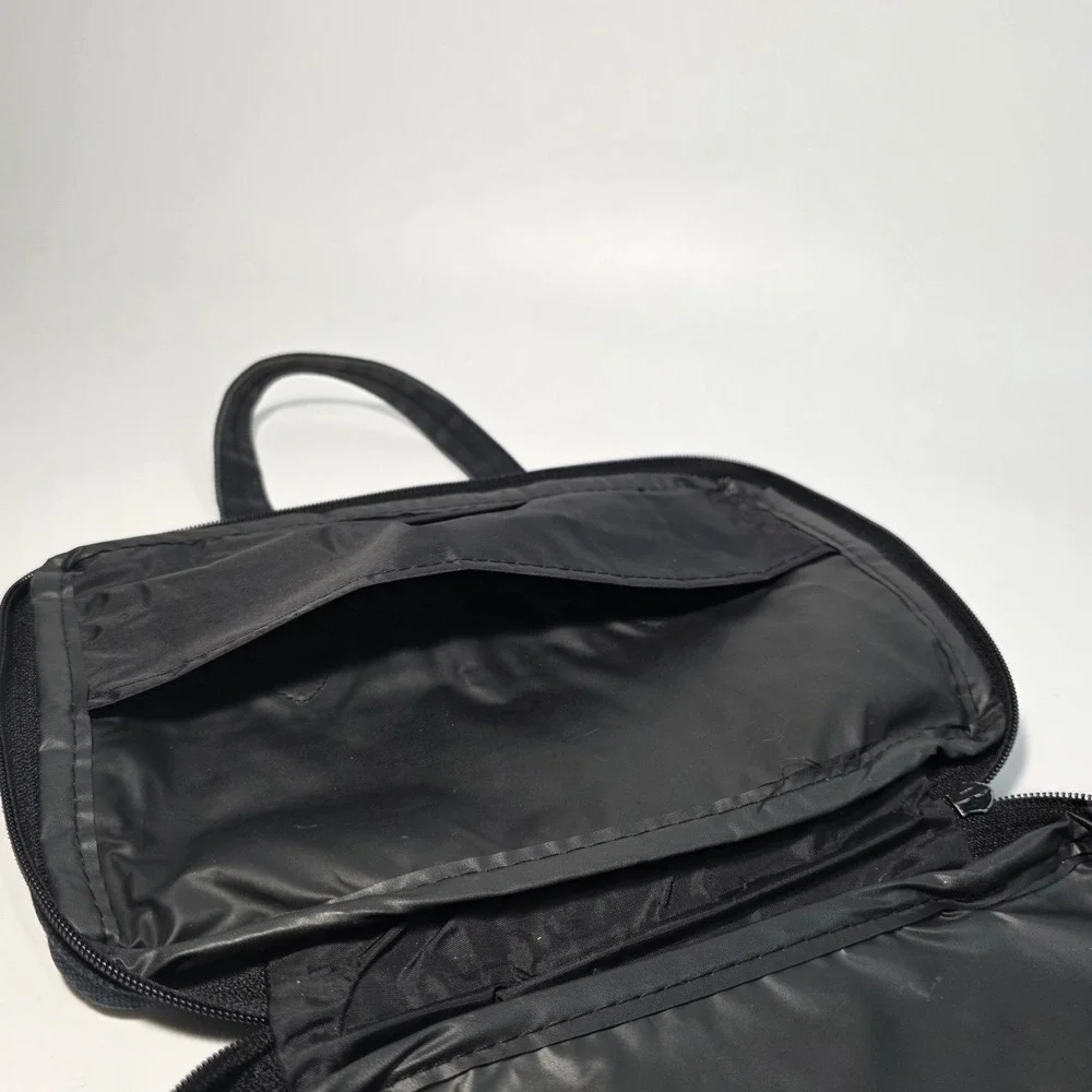 Vintage Black Canvas Needlepoint Bible Book Cover School House Handbag w/Handles